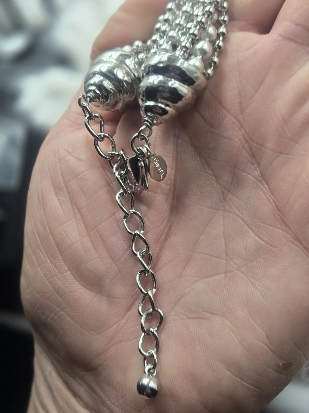 Chico's Multi-Strand Silver Bead Layered Necklace